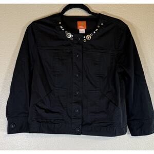 Hearts of Palm Size 8 Black Cropped Embellished Jacket